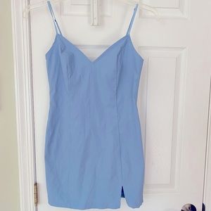 Urban Outfitters Sky Blue Lightweight Notched Mini Dress W Adjustable Straps (S)